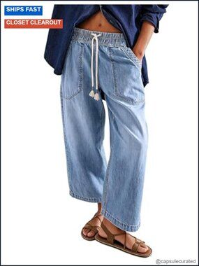 Wide Leg Jeans for Women Trendy Elastic High Waist Boyfriend Denim Pants Baggy